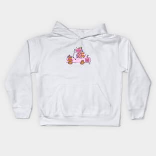 Pink vintage car Kids Hoodie